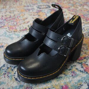 Doc Dr. Marten Chunky Heel Mary Jane 7 Black Leather Eviee Sendal